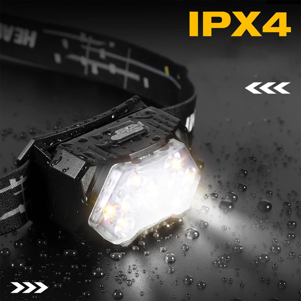 Lanterna de Cabeça LED – Recarregável, 2000 Lumens, Sensor de Movimento, 6 Modos, Resistente à Água Lanterna de Cabeça LED – Recarregável, 2000 Lumens, Sensor de Movimento, 6 Modos, Resistente à Água